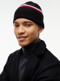 Black Wool Blend Global Stripe Beanie  Men