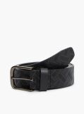 Black Flag Embossed Square Buckle Leather Belt  Men