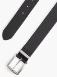 Black Denton Square Buckle Leather Belt  Men