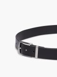 Black Denton Square Buckle Leather Belt  Men