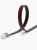 Black Textured Leather Reversible Square Buckle Belt  Men