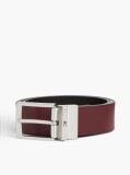 Black Textured Leather Reversible Square Buckle Belt  Men
