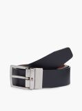 Brown Textured Leather Reversible Square Buckle Belt  Men