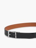 Brown Textured Leather Reversible Square Buckle Belt  Men