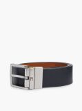 Brown Textured Leather Reversible Square Buckle Belt  Men