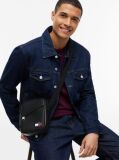 Black Essential Rubberised Logo Crossbody Reporter Bag  Men