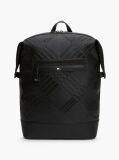 Black Corporate Flag Check Textured Backpack  Men
