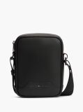 Black Textured Global Stripe Crossbody Reporter Bag  Men