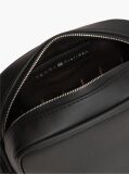 Black Textured Global Stripe Crossbody Reporter Bag  Men