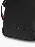 Black Textured Global Stripe Crossbody Reporter Bag  Men