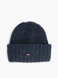 Blue Wool Blend Donegal Knit Beanie  Men