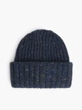 Blue Wool Blend Donegal Knit Beanie  Men