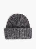 Grey Wool Blend Donegal Knit Beanie  Men