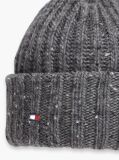 Grey Wool Blend Donegal Knit Beanie  Men