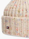 Beige Wool Blend Donegal Knit Beanie  Men