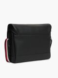 Black Global Stripe Strap Textured Messenger Bag  Men