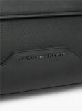 Black Global Stripe Strap Textured Messenger Bag  Men