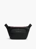 Black Metal Logo Textured Crossbody Bum Bag  Men