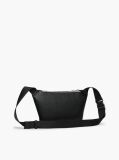 Black Metal Logo Textured Crossbody Bum Bag  Men