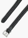 Black Square Buckle Braided Leather Belt  Men