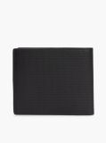 Black Perforated Leather Card And Coin Wallet  Men