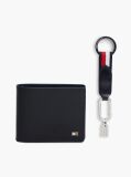 Blue Leather Credit Card Wallet And Key Fob Gift Set  Men