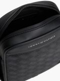 Black Modern Textured Flag Crossbody Reporter Bag  Men