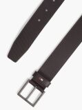 Brown Leather Tonal Square Buckle Textured Belt  Men