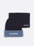 Blue Kids' Hilfiger Monotype Beanie and Snood Set  Kids Unisex