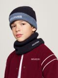 Blue Kids' Hilfiger Monotype Beanie and Snood Set  Kids Unisex
