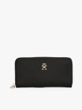 Black Large Textured Monogram Wallet  Women