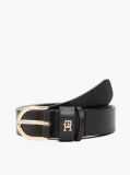 Μαύρο Essential TH Monogram Δερμάτινη Ζώνη  Γυναίκες