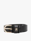 Μαύρο Essential TH Monogram Δερμάτινη Ζώνη  Γυναίκες