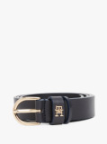 Μπλε Essential TH Monogram Δερμάτινη Ζώνη  Γυναίκες