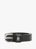 Μαύρο Essential TH Monogram Δερμάτινη Ζώνη  Γυναίκες