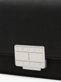 Black Logo Plaque Flap Crossbody Bag  Women