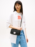 Black Logo Plaque Flap Crossbody Bag  Women