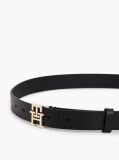 Black Modern TH Monogram Buckle Leather Belt  Women