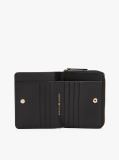 Black Logo Leather Zip-Around Wallet  Women