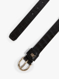 Black Essential Croco-Print Leather Belt  Women