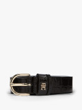 Black Essential Croco-Print Leather Belt  Women