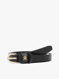 Μαύρο Essential TH Monogram Δερμάτινη Ζώνη  Γυναίκες
