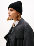 Black Pure Cashmere Rib-Knit Beanie  Women