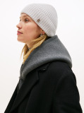 Grey Pure Cashmere Rib-Knit Beanie  Women