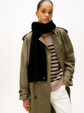 Black Chic Cable Knit Fluffy Scarf  Women