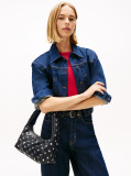 Black Metal Stud Shoulder Bag  Women