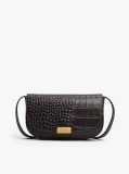 Brown Croco-Print Leather Crossbody Bag  Women