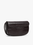 Brown Croco-Print Leather Crossbody Bag  Women