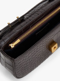 Brown Croco-Print Leather Crossbody Bag  Women