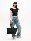 Black Essential Embossed Logo Tote Bag  Women